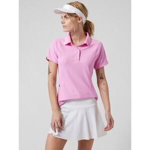 Athleta Women's Everyday Polo Tee in Quartz Pink Size Small